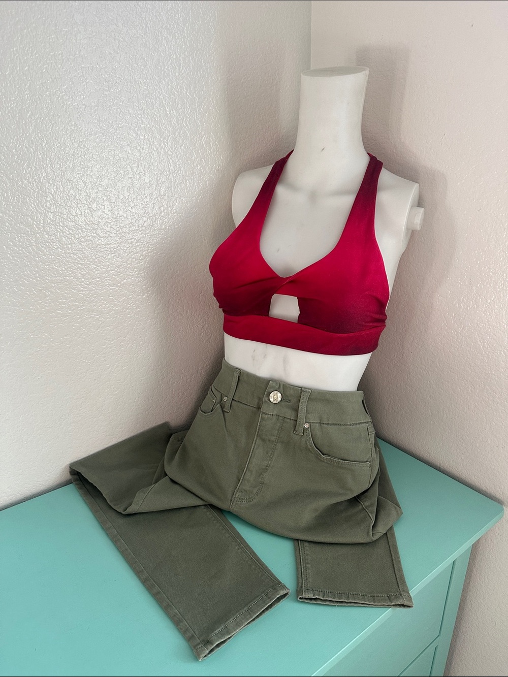 Seven7 Olive Green Tummyless Skinny Jeans-size6-brand new with tags